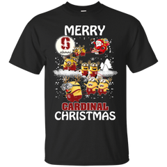 Stanford Cardinal Ugly Christmas Sweaters Minions Santa Claus Merry Christmas Cotton T-Shirt - The White Eagles