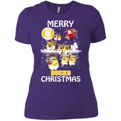 Oregon Ducks Ugly Christmas Sweaters Minions Santa Claus Merry Christmas Ladies' Shirt - The White Eagles