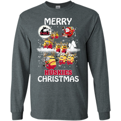 Northern Lllinois Huskies Ugly Christmas Sweaters Minions Santa Claus Merry Christmas LS Cotton T-Shirt - The White Eagles