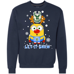 Minion Milwaukee Bucks Ugly Christmas Sweaters Let It Snow Sweatshirt - The White Eagles
