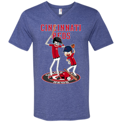 Cincinnati Reds Baseball Rick And Morty Men's V-Neck T-Shirt - The White Eagles