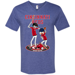 Cincinnati Reds Baseball Rick And Morty Men's V-Neck T-Shirt - The White Eagles