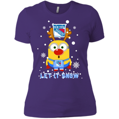 Minion New York Rangers Ugly Christmas Sweaters Let It Snow Ladies' Shirt - The White Eagles