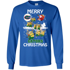Florida Gators Ugly Christmas Sweaters Minions Santa Claus Merry Christmas LS Cotton T-Shirt - The White Eagles
