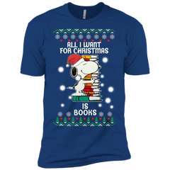 All I Want For Christmas Is Books Snoopy The Peanuts Movie Men's Sleeve Shirt - The White Eagles