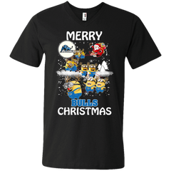 Buffalo Bulls Ugly Christmas Sweaters Minions Santa Claus Merry Christmas Men's V-Neck T-Shirt - The White Eagles