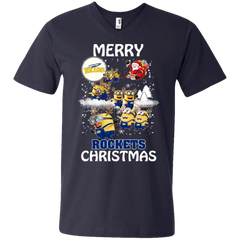 Toledo Rockets Ugly Christmas Sweaters Minions Santa Claus Merry Christmas Men's V-Neck T-Shirt - The White Eagles