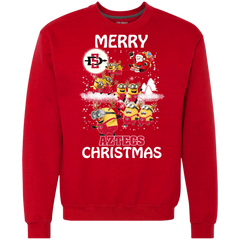 San Diego State Athletics Ugly Christmas Sweaters Minions Santa Claus Merry Christmas Sweatshirt - The White Eagles