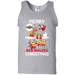 Arkansas State Red Wolves Ugly Christmas Sweaters Minions Santa Claus Merry Christmas Tank Top - The White Eagles