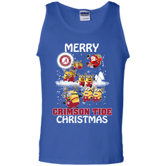 Alabama Crimson Tide T Shirts Minions Santa Claus Merry Christmas Tank Top - The White Eagles