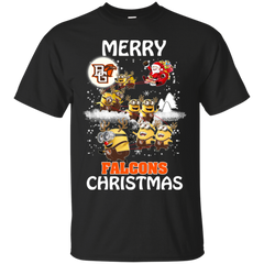 Bowling Green Falcons Ugly Christmas Sweaters Minions Santa Claus Merry Christmas Cotton T-Shirt - The White Eagles
