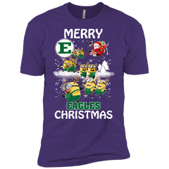Eastern Michigan Eagles Ugly Christmas Sweaters Minions Santa Claus Merry Christmas Men's Sleeve Shirt - The White Eagles