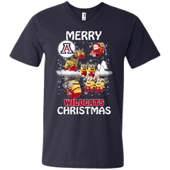 Arizona Wildcats T Shirts Minions Santa Claus Merry Christmas Men's V-Neck T-Shirt - The White Eagles