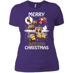 Wyoming Cowboys Ugly Christmas Sweaters Minions Santa Claus Merry Christmas Ladies' Shirt - The White Eagles
