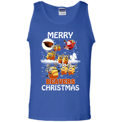 Oregon State Beavers Ugly Christmas Sweaters Minions Santa Claus Merry Christmas Tank Top - The White Eagles