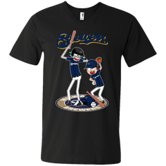 Milwaukee Brewers Baseball Rick And Morty Men's V-Neck T-Shirt - The White Eagles