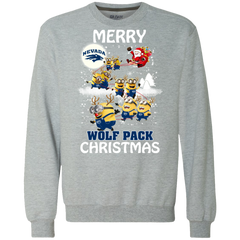 Nevada Wolf Pack Ugly Christmas Sweaters Minions Santa Claus Merry Christmas Sweatshirt - The White Eagles