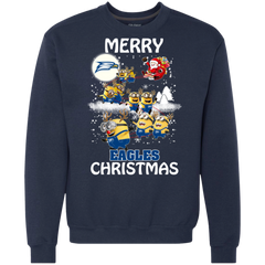 Georgia Southern Eagles Ugly Christmas Sweaters Minions Santa Claus Merry Christmas Sweatshirt - The White Eagles