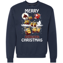 Texas State Bobcats Ugly Christmas Sweaters Minions Santa Claus Merry Christmas Sweatshirt - The White Eagles
