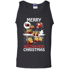 South Carolina Gamecocks Ugly Christmas Sweaters Minions Santa Claus Tank Top - The White Eagles